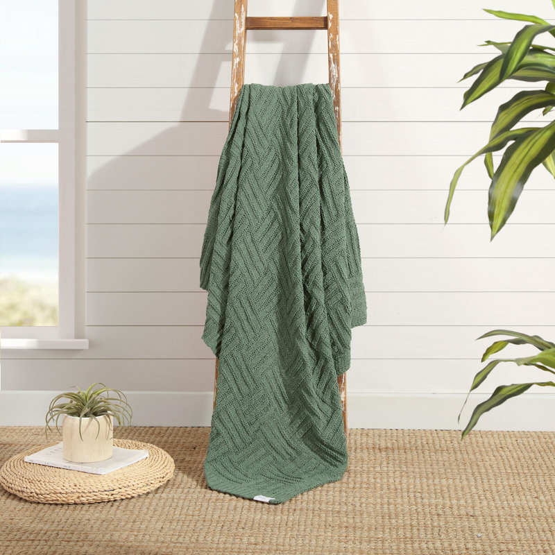 Knitted Throw Blanket, Green