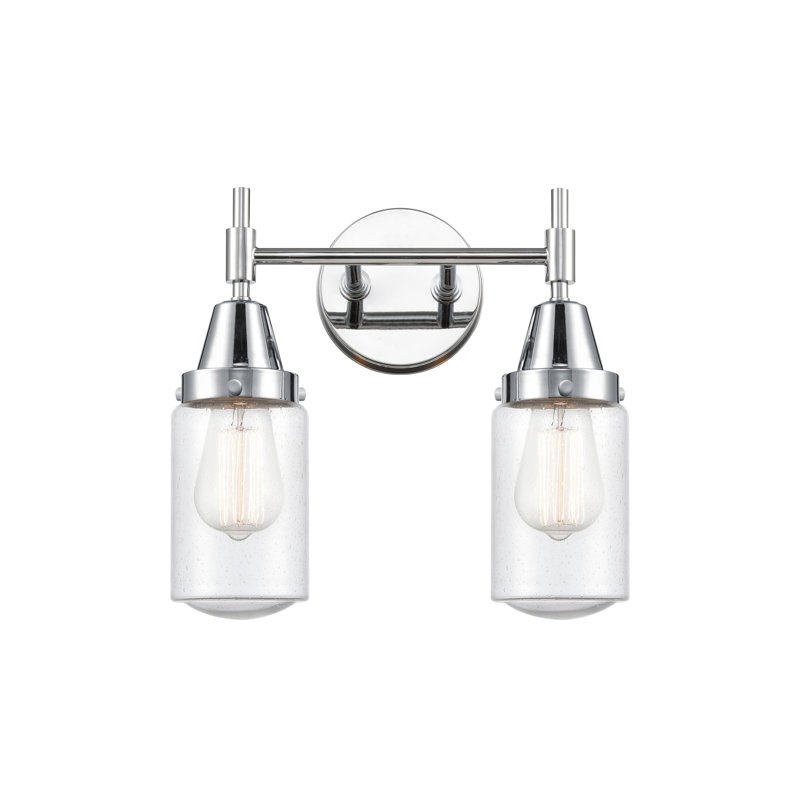 Éclairage pour meuble-lavabo à 2 lumières à intensité variable Gayle, Ampoule DEL rétro 4 watts, Grainé, Chrome poli
