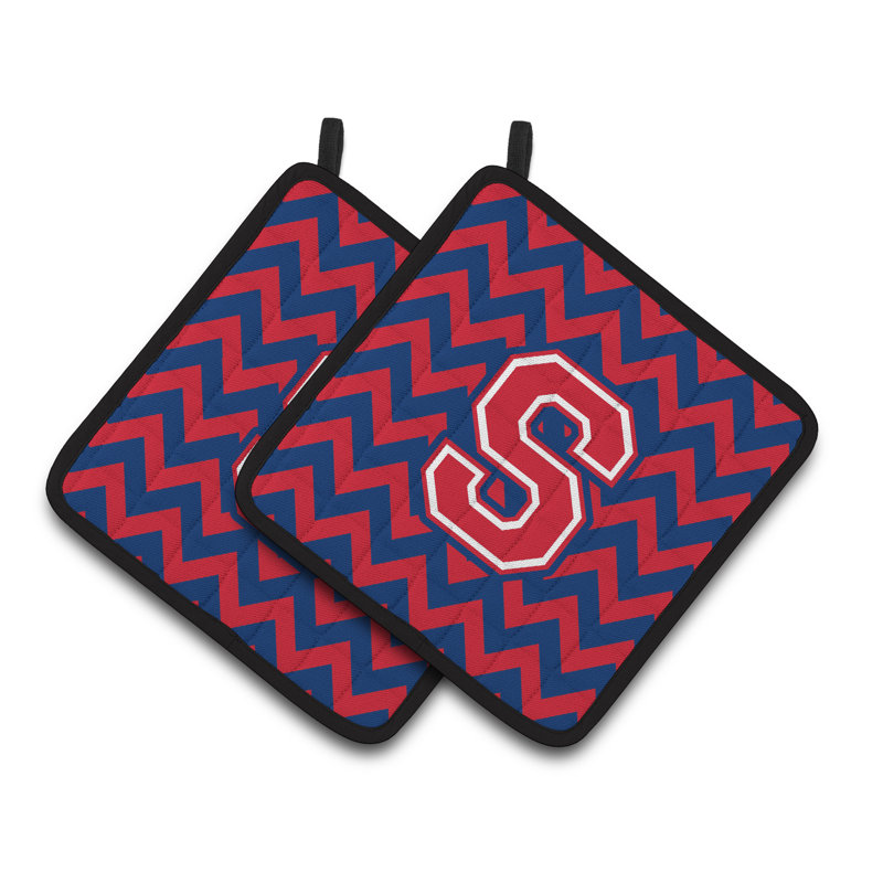 Poignée à chevrons, S, Bleu de Yale / cramoisi