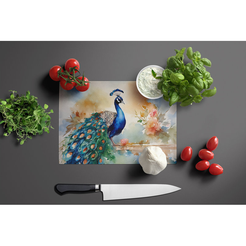 Peacock Glass Cutting Board