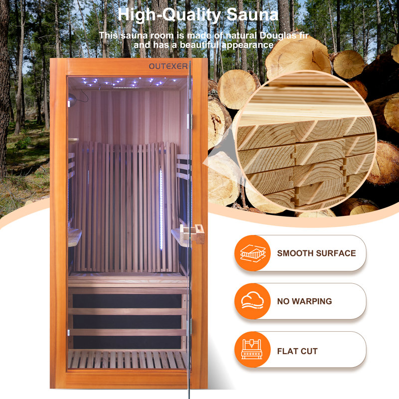 Saunas infrarouges 1495w Saunas en bois Sauna intérieur simple en bois Douglas