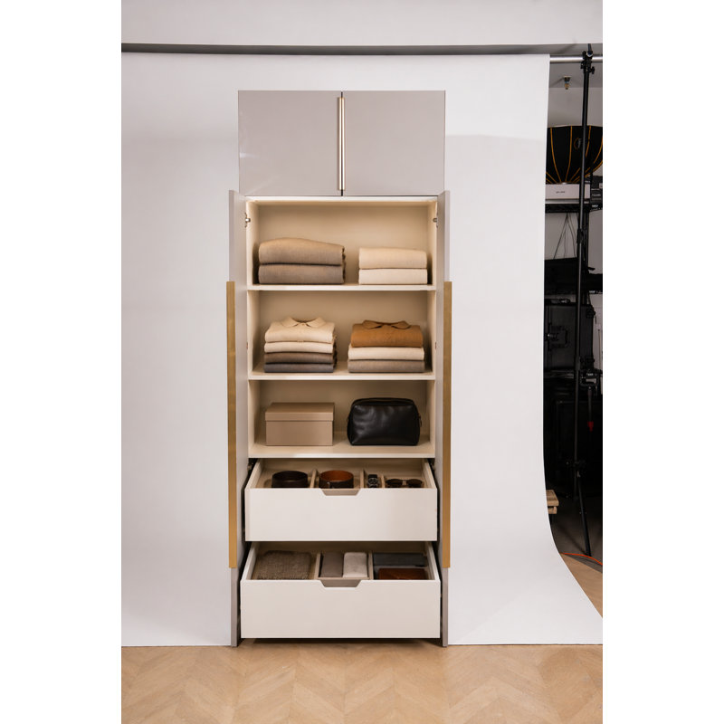 Garde-robe moderne, 93 po de hauteur, 4 portes, 36 po de largeur - PET gris
