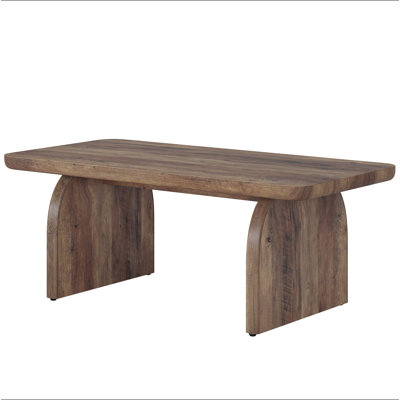 47" Rectangle Coffee Table,  Wooden Living Room Table, Farmhouse Accent Center Low Cocktail Tea Table with Sturdy Base & Rounded Corners, Easy Assembly