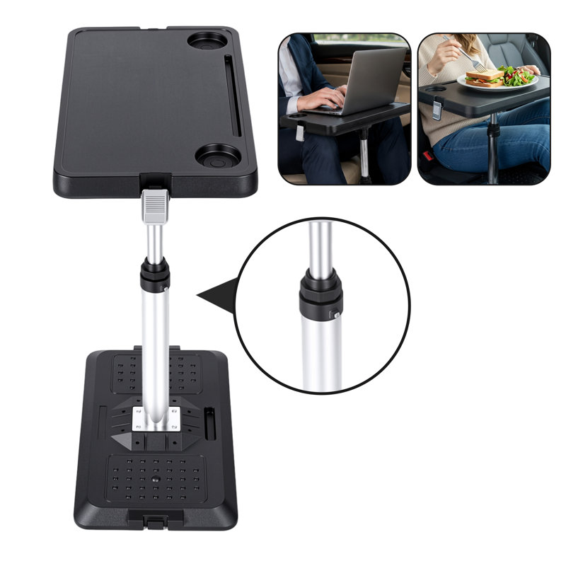 Table de siège de voiture, bureau de voiture réglable pour ordinateur portable et tablette, plateau de voyage multifonctionnel pour le siège du conducteur / siège arrière, siège de travail et plateau de travail, accessoires essentiels pour les longs voyages
