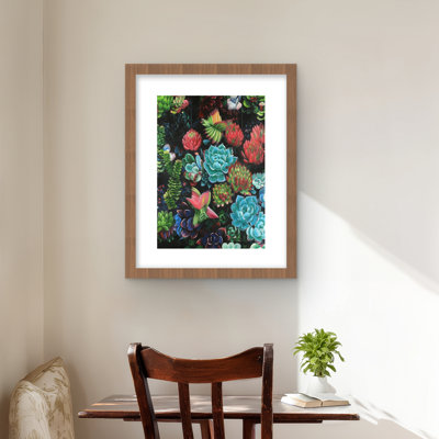 Set of Colorful Succulents - Green Cactus Framed Print Decor