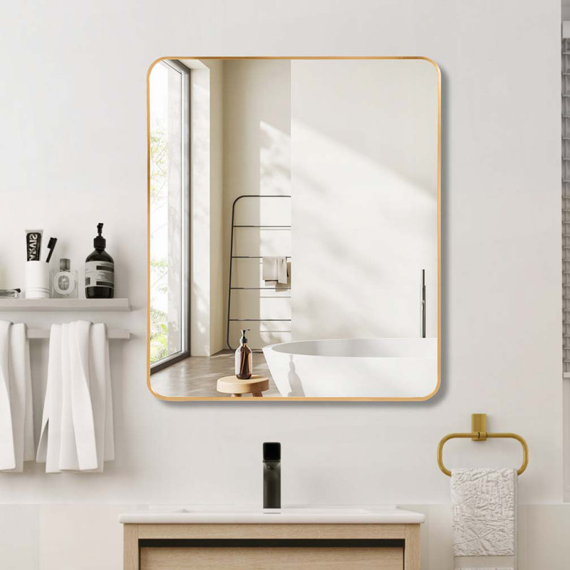 30 "x36" Rectangular Bathroom Wall Mirror, Gold