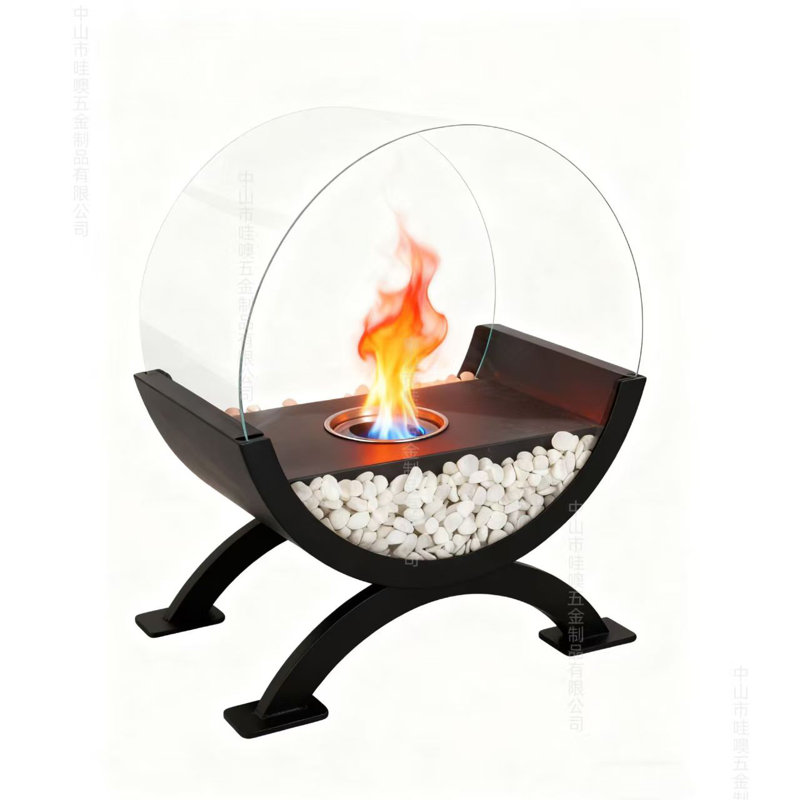  Round Glass Large Tabletop Fireplace Portable Fire Bowl Pot Clean Burning Fire Pit Indoor Outdoor Patio Parties Events