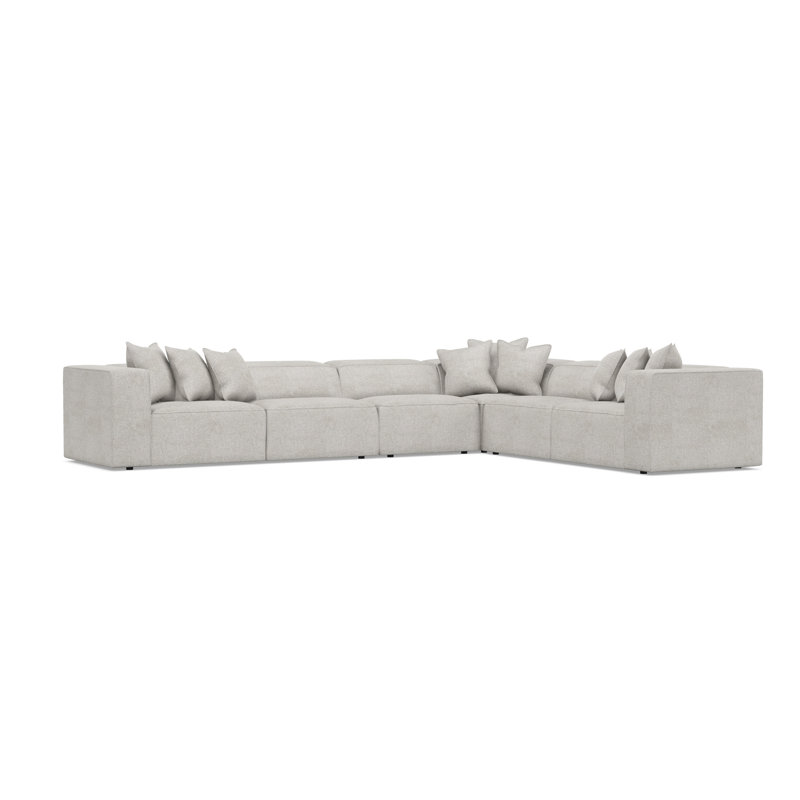 Bernhardt Bliss 4-Piece Fabric Sectional, Light Gray Polyester, 28" H x 160.5" W x 123.5" D