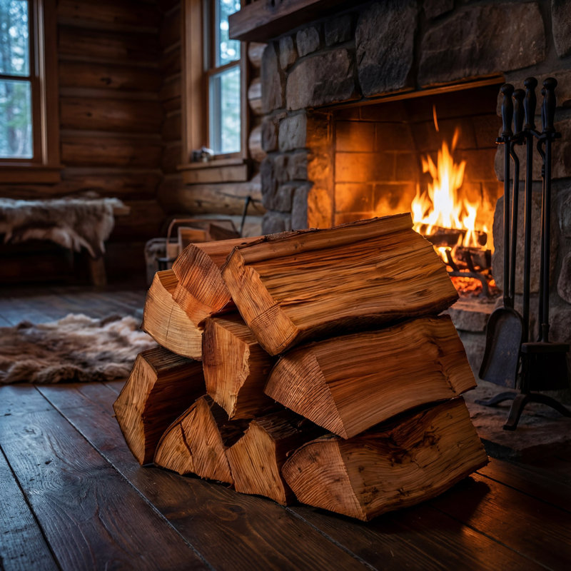 Double arbre - Bois de chauffage en cèdre encens de qualité supérieure séché au four (bûches de 16 pouces) (comprend un allume-feu) - 4,5 pieds cubes