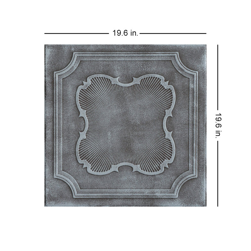 Carreau de plafond en polystyrène collé 1,6 pi x 1,6 pi Coronado, Gris mousse