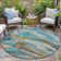 Machine Washable Indoor/Outdoor Xhevrie Teal Rug