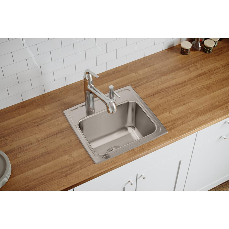 Évier de cuisine à montage sur plan Lustertone L 17 po x l 16 po, 0 trou