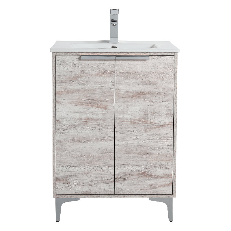 Ensemble de meuble-lavabo simple 24 po Kawamoto, Chrome poli