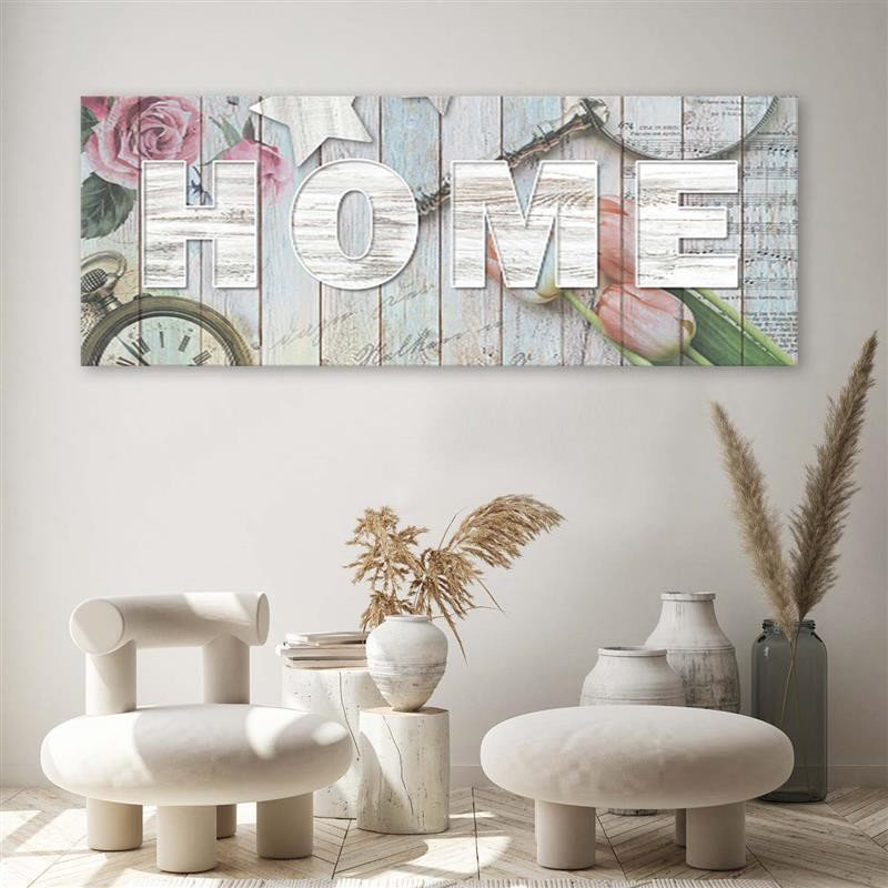 Rustic Style House Inscription - Wrapped Canvas Print, 40cm H x 120cm W