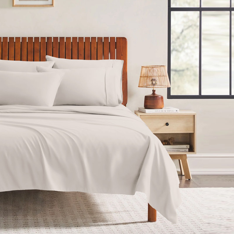 Ensemble de draps 4 pièces Paarizaat 8000 Series, Os, Ensemble de draps pour taille de lit double avec t