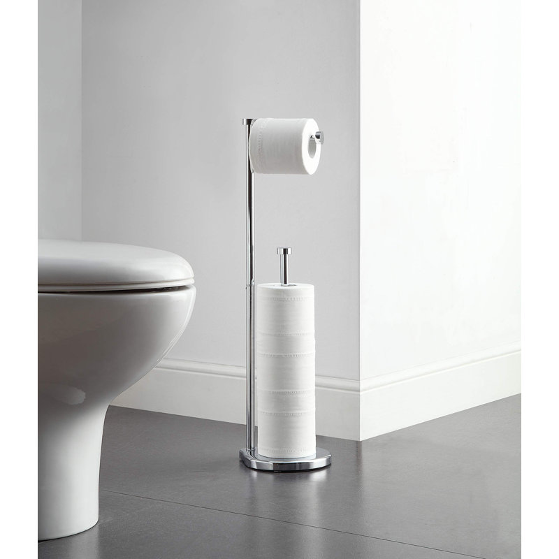 Porte-papier hygiénique debout avec réserve, Chrome