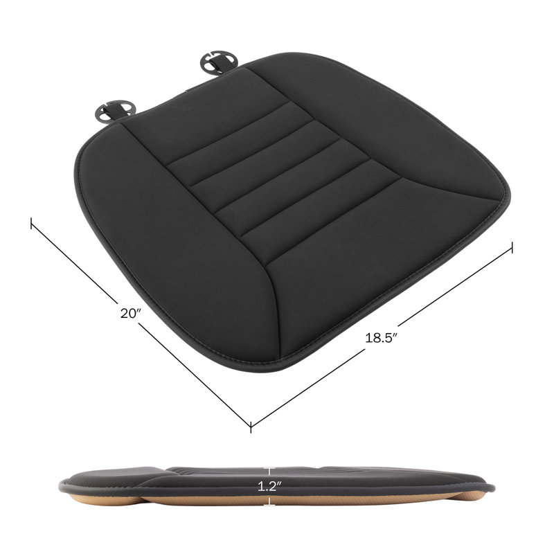Black Memory Foam Car Seat Cushion Pad with Non-Slip Bottom