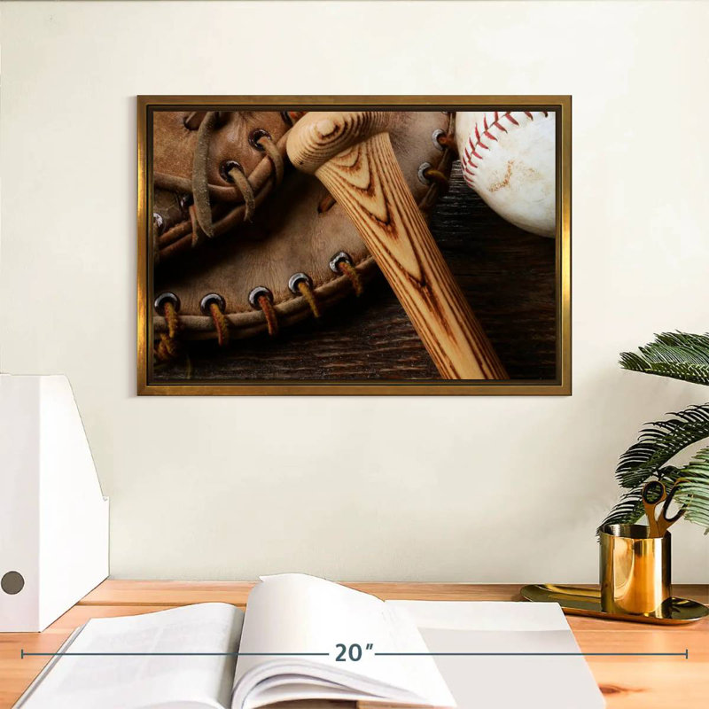 Old Old Baseball Stuff, Cadre flottant doré, 13 po x 9 po