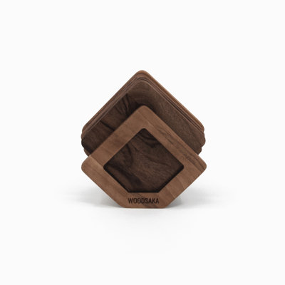 Wood Square 8 Piece Coaster Set
