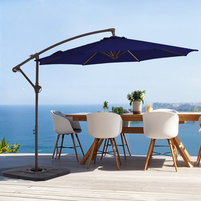 Haque 120'' Cantilever Umbrella Steel Offset Patio Umbrella with Crank in Navy