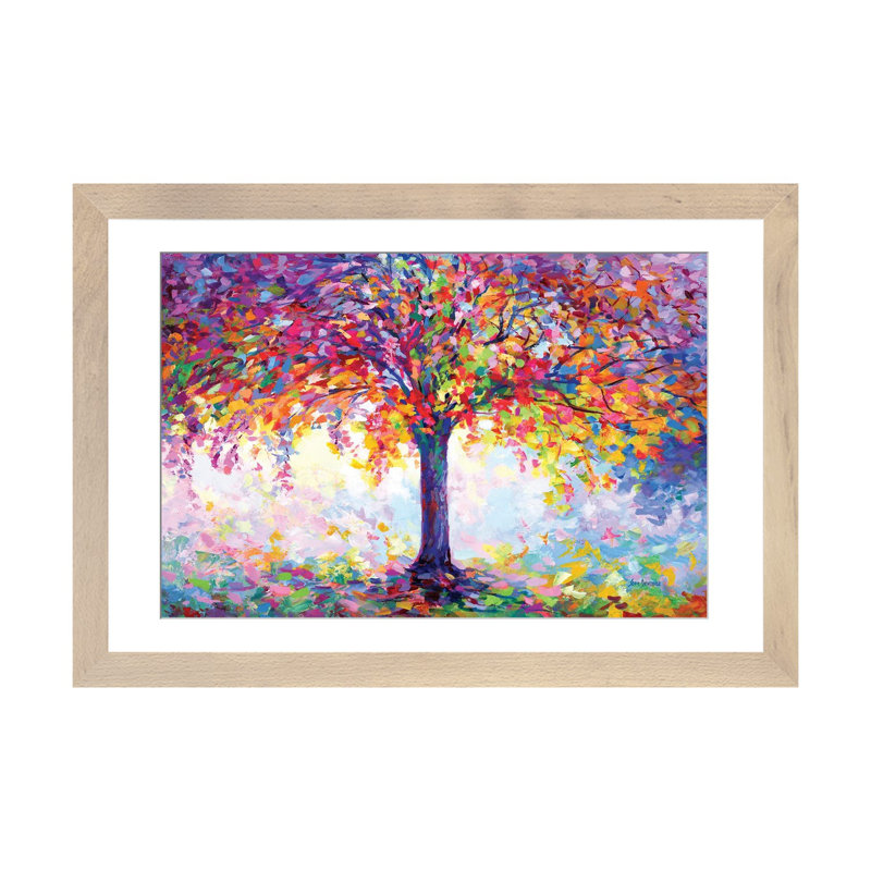 «Tree of Happiness» par Leon Devenice, Impression encadrée, H 16 po x l 24 po, Bois naturel