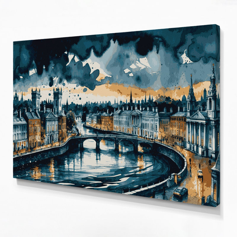 Art urbain sur toile, "Dublin", villes de Dublin, H 20 po x l 30 po