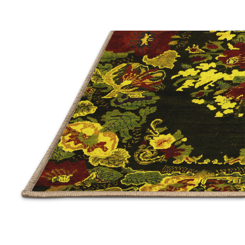 Tapis abstraits jaunes lavables à la machine Abstract 5381, Rectangle 8 pi x 10 pi