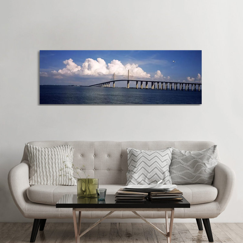 Suspension Bridge Across The Bay, Sunshine Skyway Bridge, Tampa Bay, Gulf Of Mexico, Florida, USA - Wrapped Canvas Panoramic Print