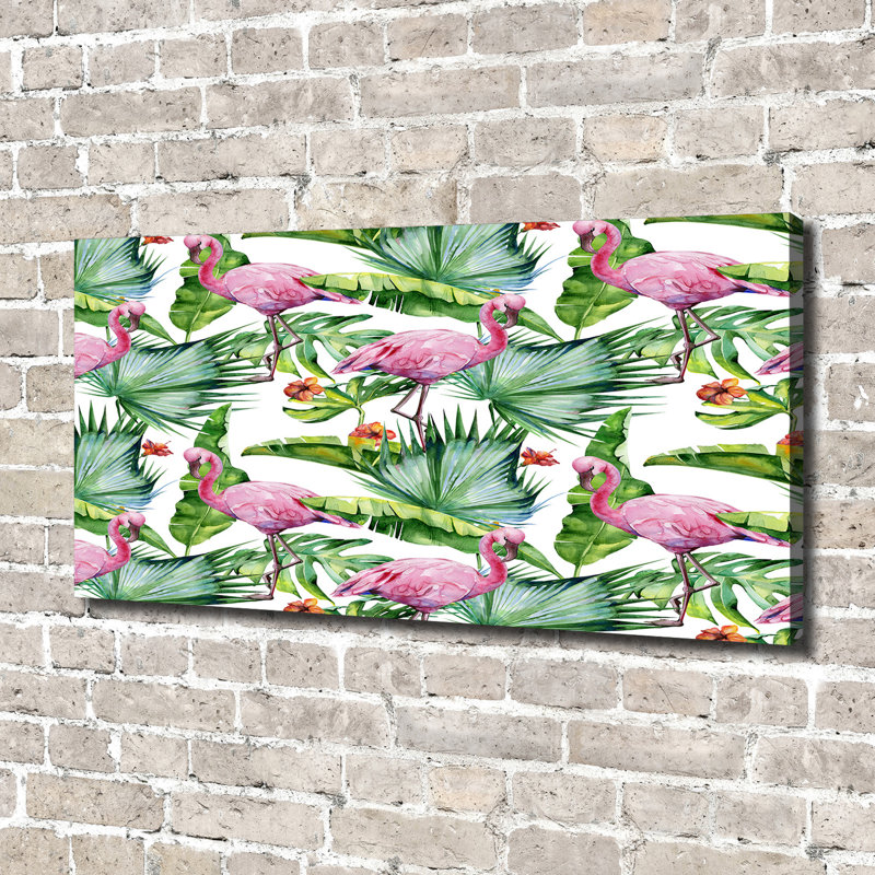 Flamingos Plants - Wrapped Canvas Print