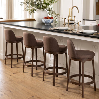 Tabouret de bar Elio moderne et minimaliste en bois d'hévéa avec dossier ergonomique
