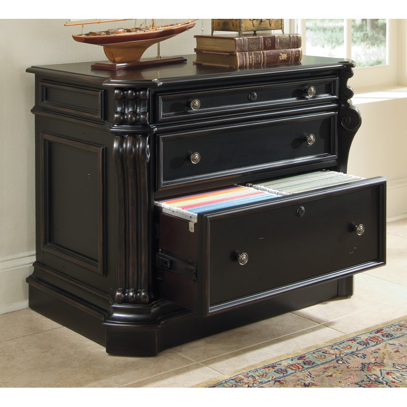 Telluride Black 38.5'' Wide 3-Drawer Solid Wood File Cabinet