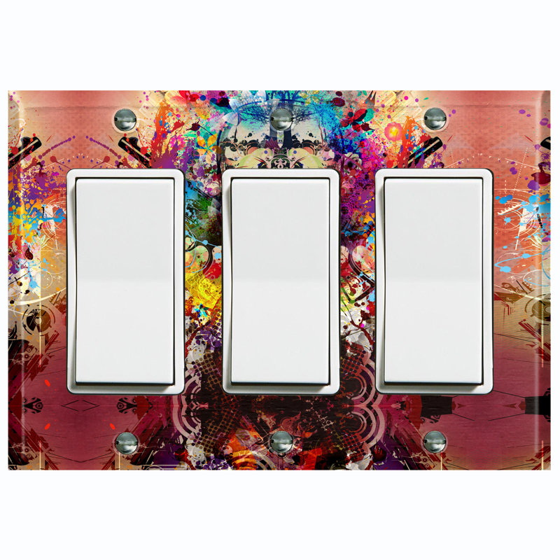 Patterned 3 - Gang Toggle Light Switch Standard Wall Plate