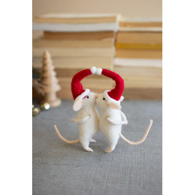  Ensemble de 2 ornements de Noël en feutre - Adorable paire de bisous
