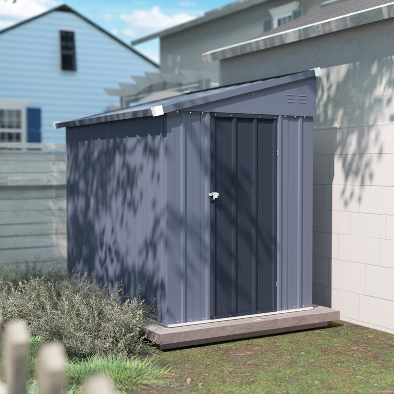 Metal Lean-to Storage Shed Multiple Sizes, 6.4' H x 4.3' W x 6' D