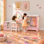 Armoire pour enfants de 34 po de largeur et ensemble de chaise de coiffeuse pour tout-petit 2 en 1 rose