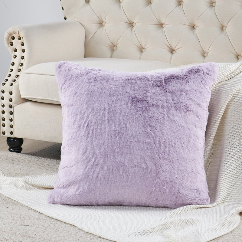 Housse de coussin lourd en fausse fourrure, H 26 pi x l 26 pi, Brume de lavande
