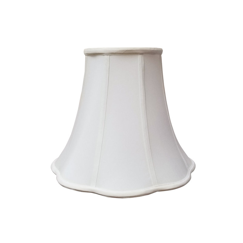Abat-jour cloche en soie / shantung (araignée), Blanc, H 11,5 po x l 14 po x P 14 po