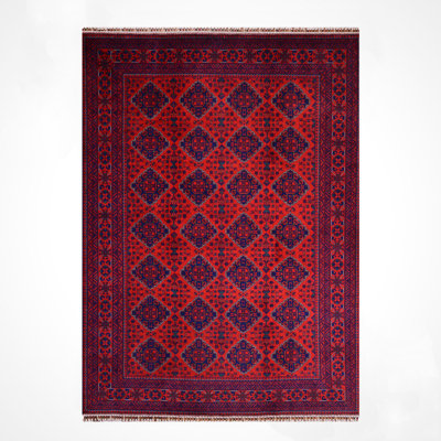 Original Hand Knotted Traditional Pattern Red Wool and Cotton Rug