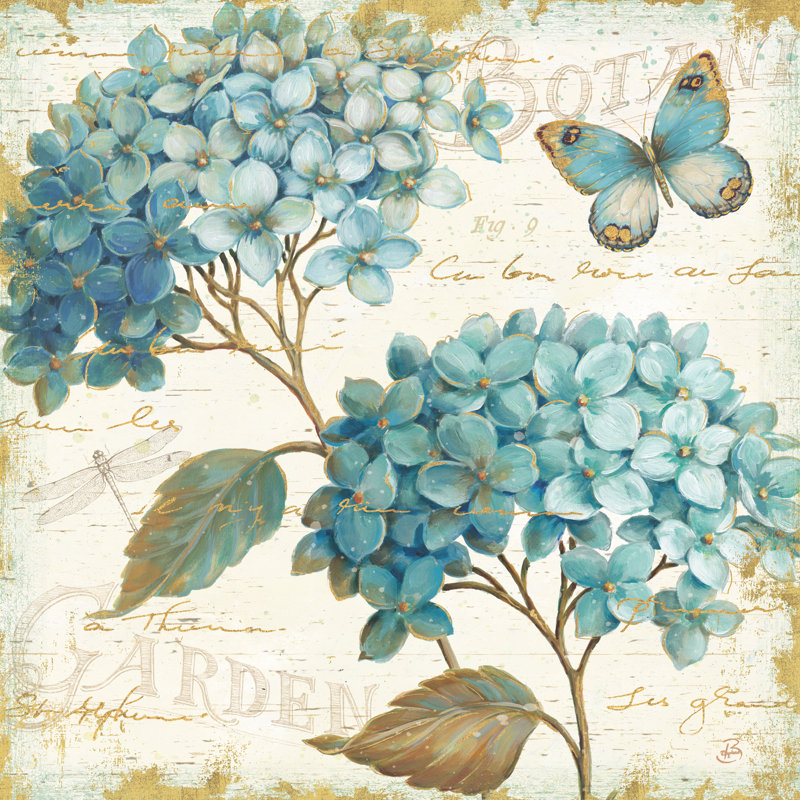 «Blue Garden V» par Daphne Brissonnet, reproduction d'art sur toile tendue, H 12 po x l 12 po
