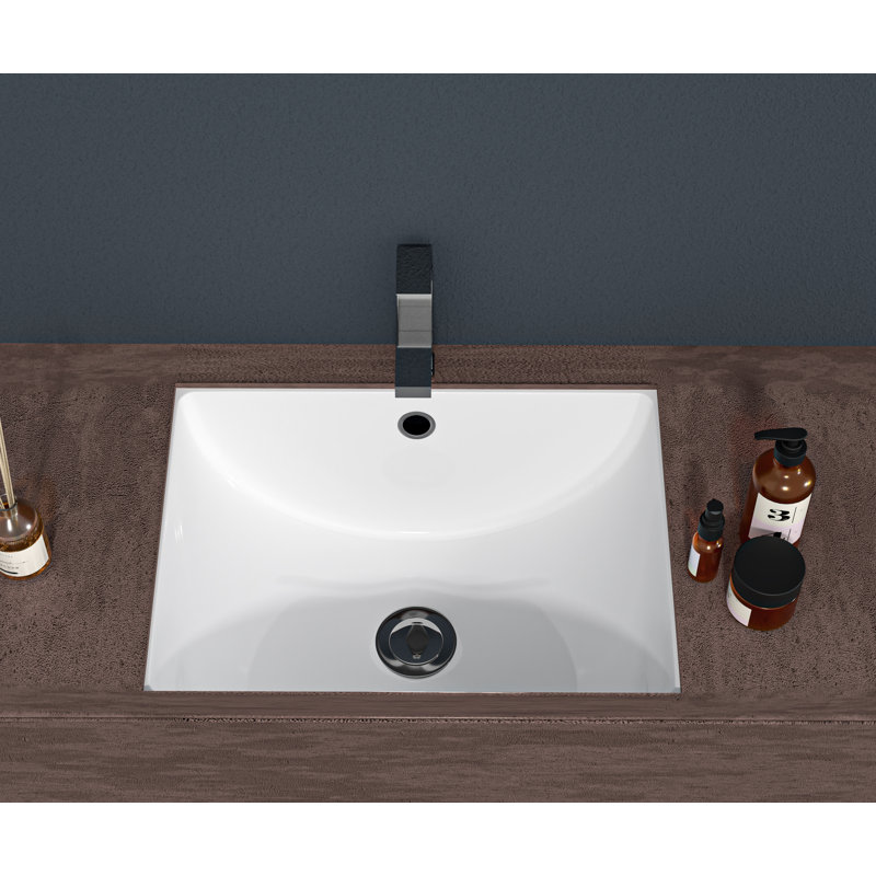 Lavabo de salle de bain rectangulaire encastré en céramique blanc 21 "x 14" avec trop-plein