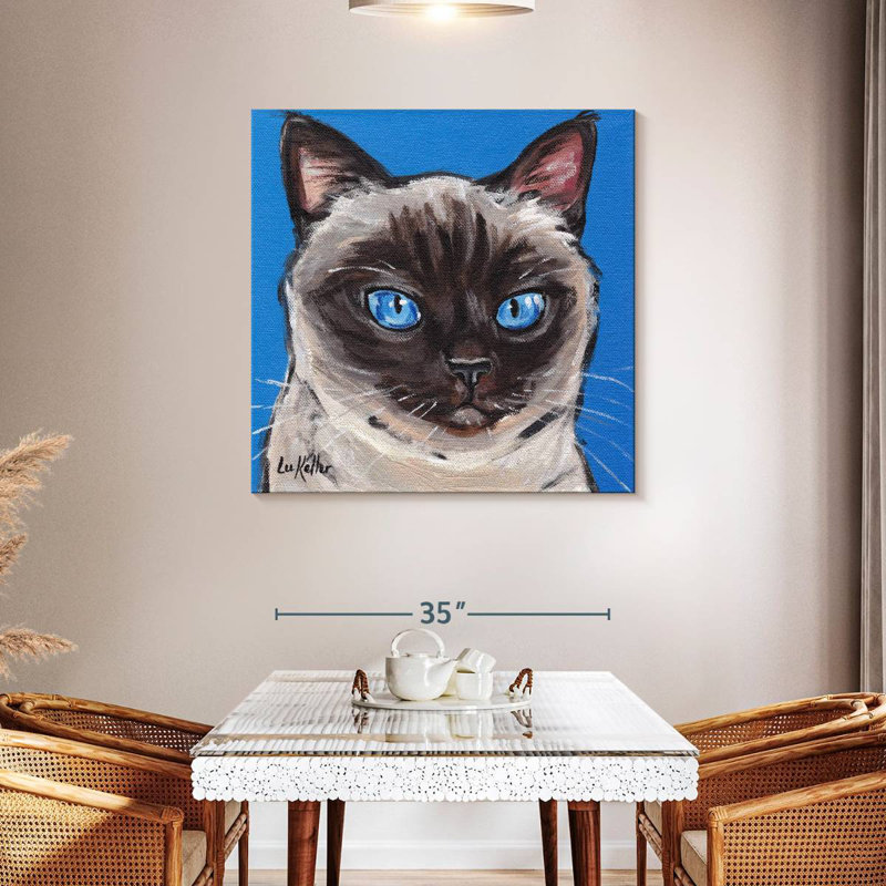 Chat siamois sur fond bleu