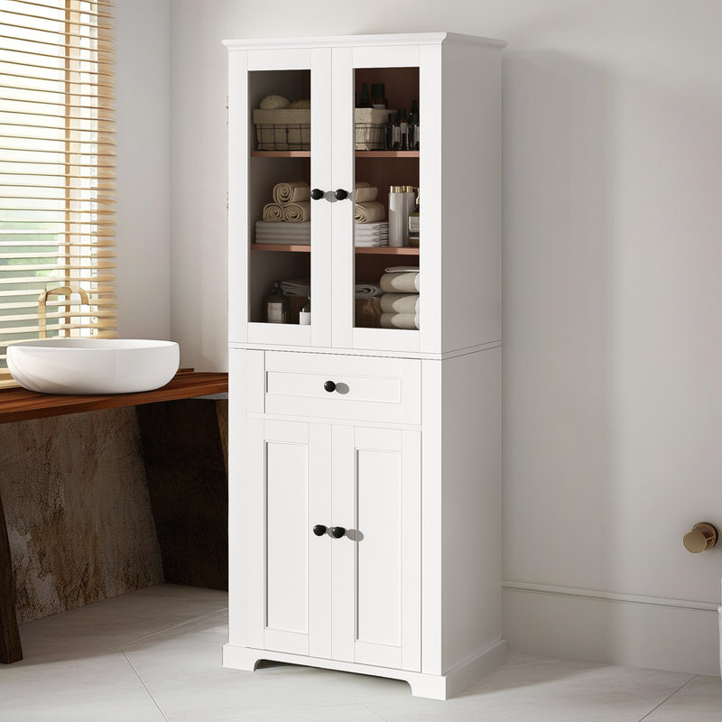 Armoire de rangement de 67,2 po de hauteur avec 4 portes et tablettes réglables, Chrome