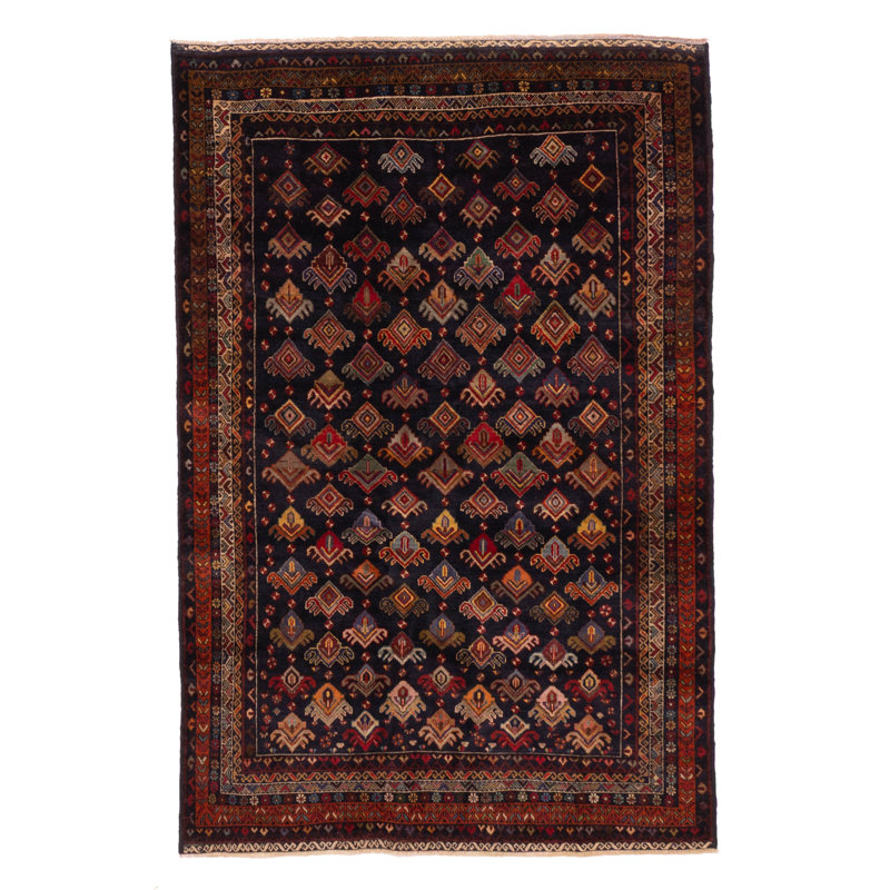 Tapis bleu marine Teimani 3 pi 8 po x 5 pi 7 po