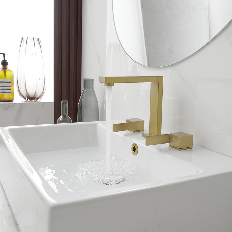 Widespread Double Handle Bathroom Faucet, Brushed Gold