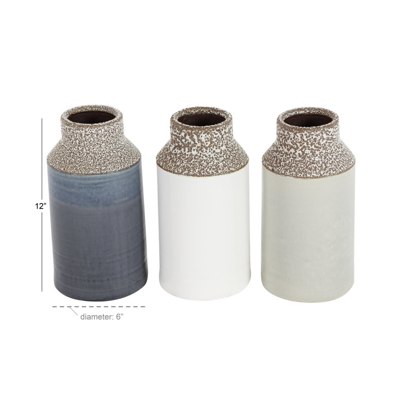 Vase de table Chesterle, Bleu marine / beige / blanc, H 12 po x l 6 po x P 6 po