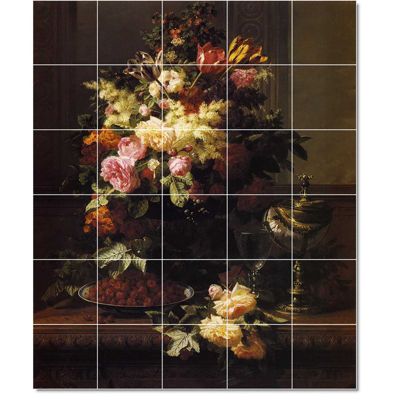 Carrelage mural décoratif en céramique 30 po x 36 po 6 po x 6 po, Fleur Jean Robie W22958