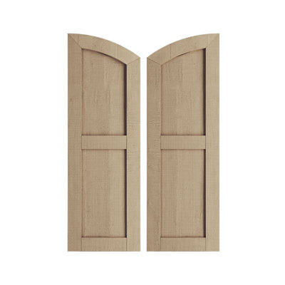 Timberthane Two Equal Flat Panel w/Elliptical Top Faux Wood Shutters (Per Pair)