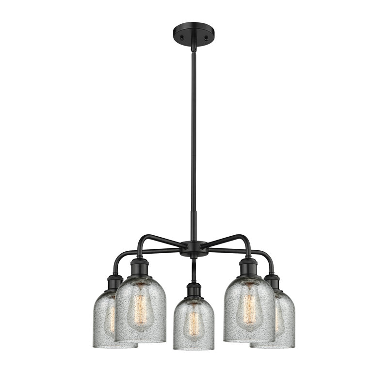 Matewan 5 - Light Steel Dimmable Bell Chandelier, Matte Black, Charcoal