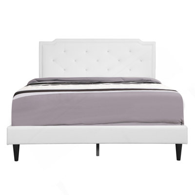 Charmant lit double blanc pour chambres douillettes