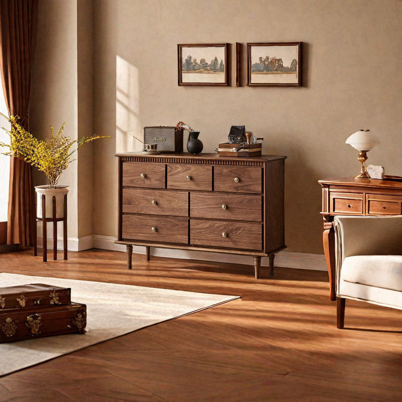 Commode d'appoint style rétro en noyer noir